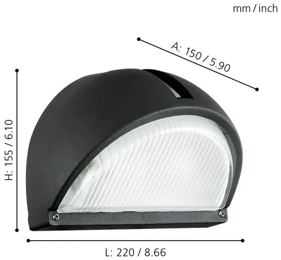 EGLO 89767 - Vonkajšie nástenné svietidlo ONJA 1xE27/60W čierna IP44