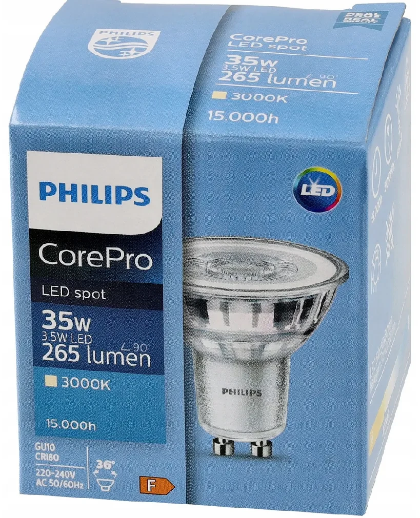 LED žiarovka Philips GU10 - 3,5 W - 255Lm 36 ° - teplá biela 3000K - CorePro Premium