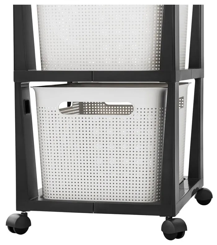 Bielo-čierny plastový pojazdný regál 30x77 cm Brisen - Rotho