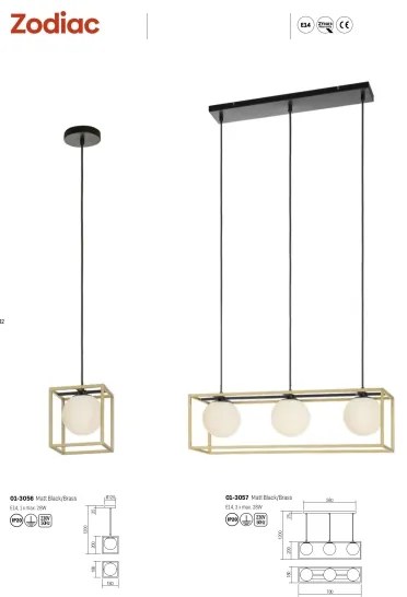 Redo 01-3057 - Luster na lanku ZODIAC 3xE14/28W/230V