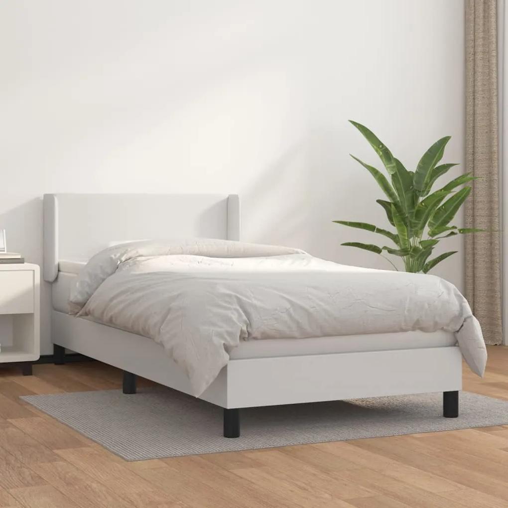 Boxspring posteľ s matracom biela 90x190 cm umelá koža 3130632