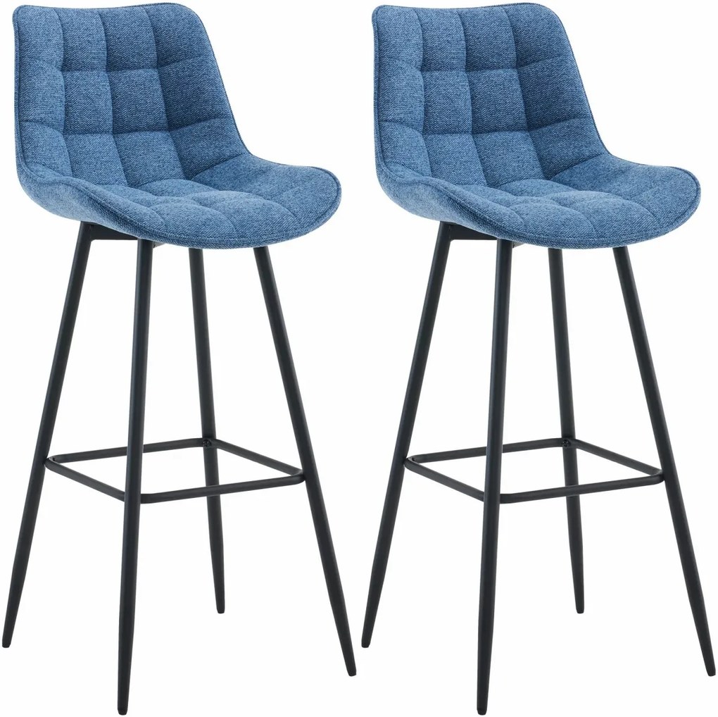 2x Barová stolička Dartford - látka - Modrá