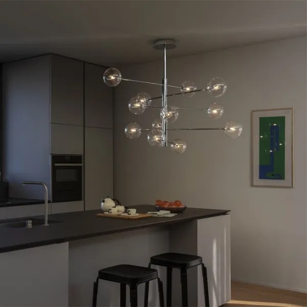 Ideal Lux - LED Luster na tyči EQUINOXE 12xG4/2W/230V pr. 124 cm chróm/číra