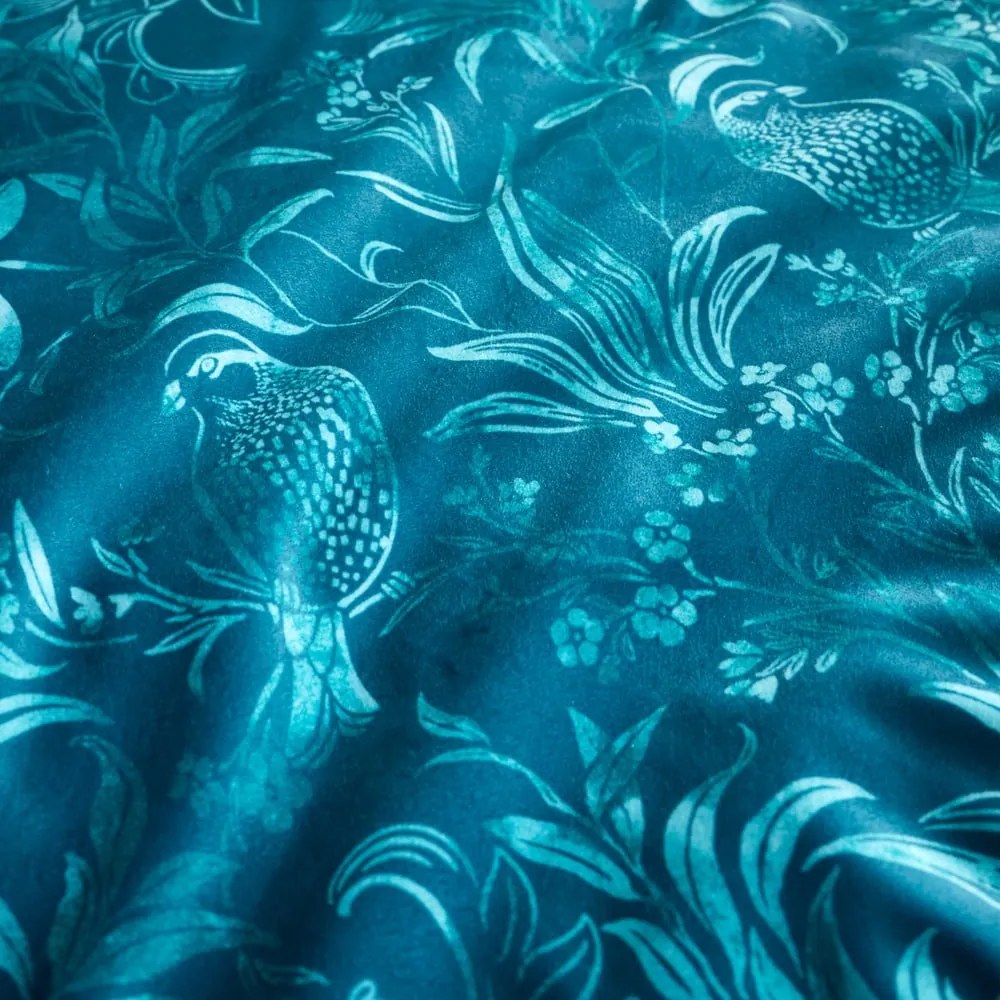 Modré zamatové obliečky na jednolôžko 135x200 cm Regal Birds – Catherine Lansfield