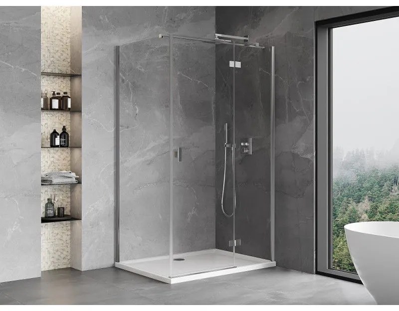 Mexen, Mexen Mist H T sklopný sprchový kút pravý 80 x 85 cm, priehľadný, chróm - 8A5T-080-085-01-00-P