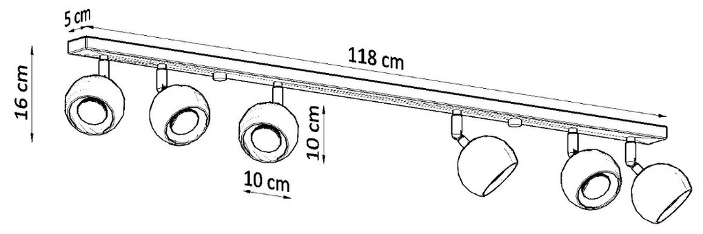 Stropné svietidlo OCULARE 6L biele