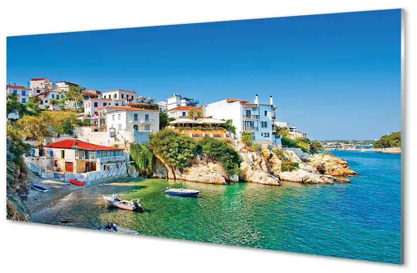 Obraz na akrylátovom skle Grécko stavieb pobrežie morská 100x50 cm