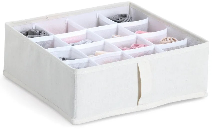 Zeller Present Organizér na spodnú bielizeň, WHITY, štvorec s 16 priehradkami, 30x30x11 cm