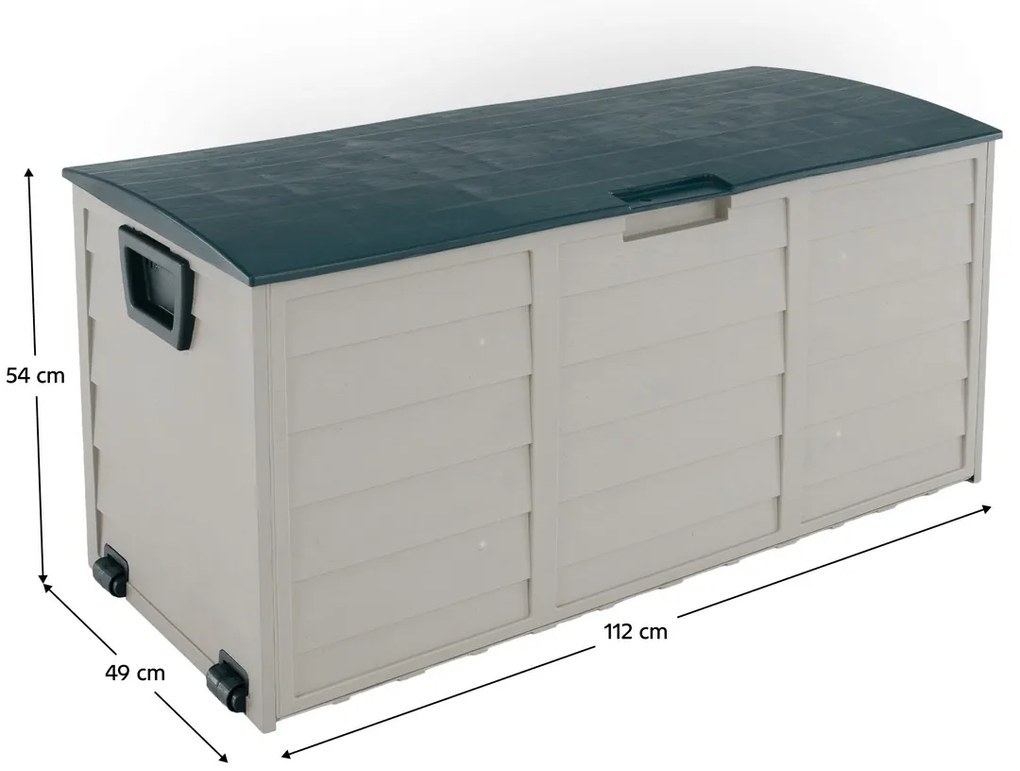 Záhradný úložný box, sivý/zelený, KORTEZ