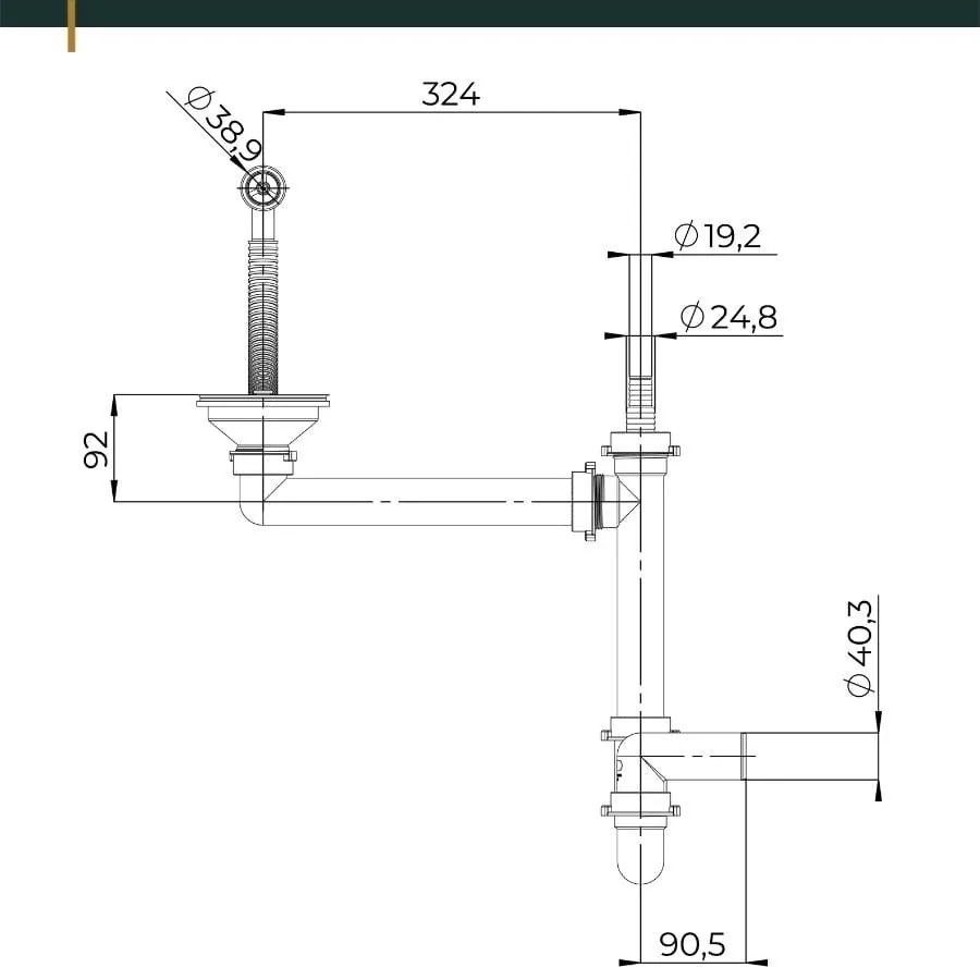 Sink Quality Sapphire, granitový kuchynský drez 565x460x210 mm + zlatý sifón, 1-komorový, biela, SKQ-SAP.W.1KKO.XG