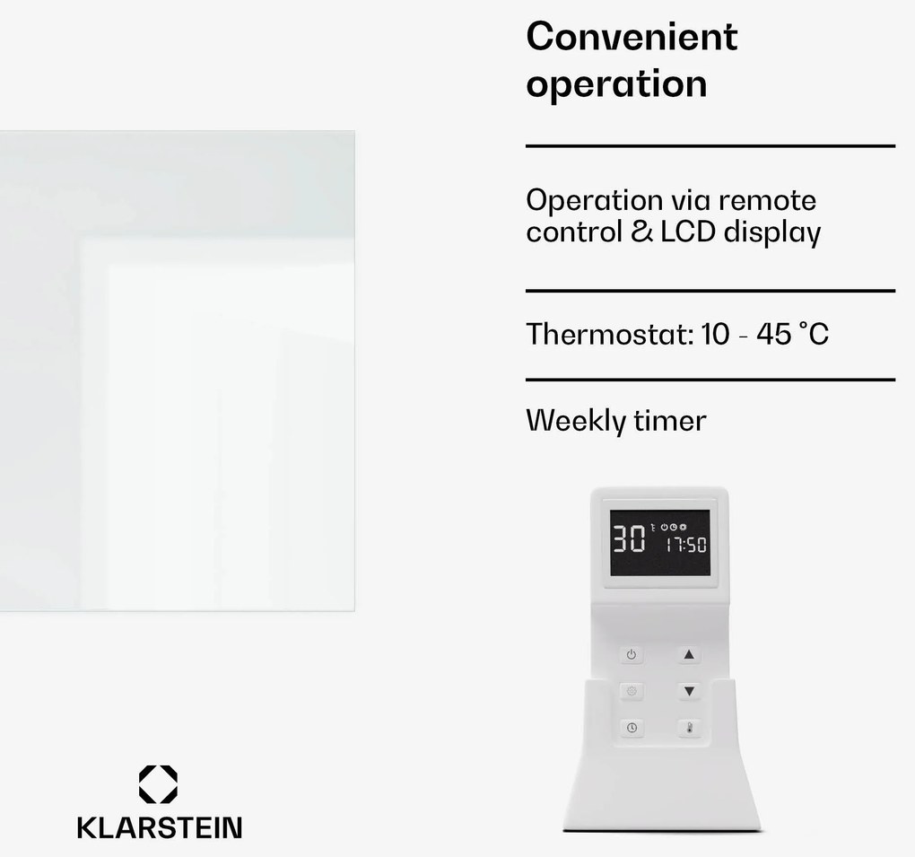 Klarstein Marvel Mirror 600, infračervený ohrievač, 600 W, týždenný časovač, zrkadlo