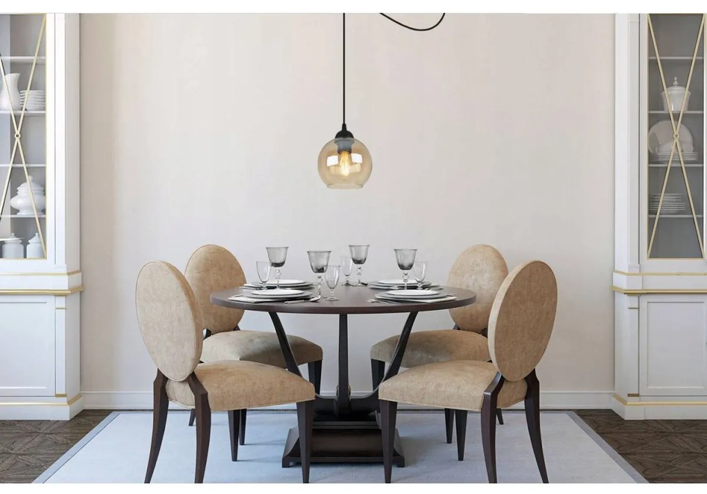 Závesné svietidlo Haga Spider, 1x medové sklenené tienidlo