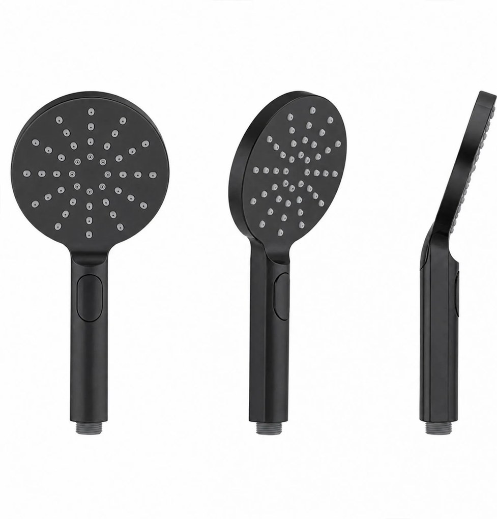 Erga Dubaj, sprchový set s batériou a hlavovou sprchou 23 cm, čierna matná, ERG-YKA-BP.DUBAJ23-BLK