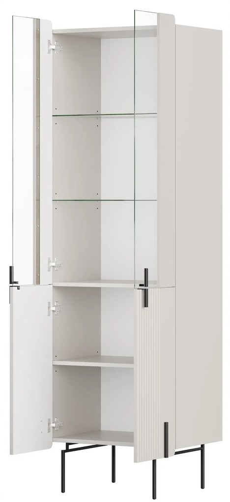 Vitrína Malmi 60 cm - kašmírová / crema bianca / čierna