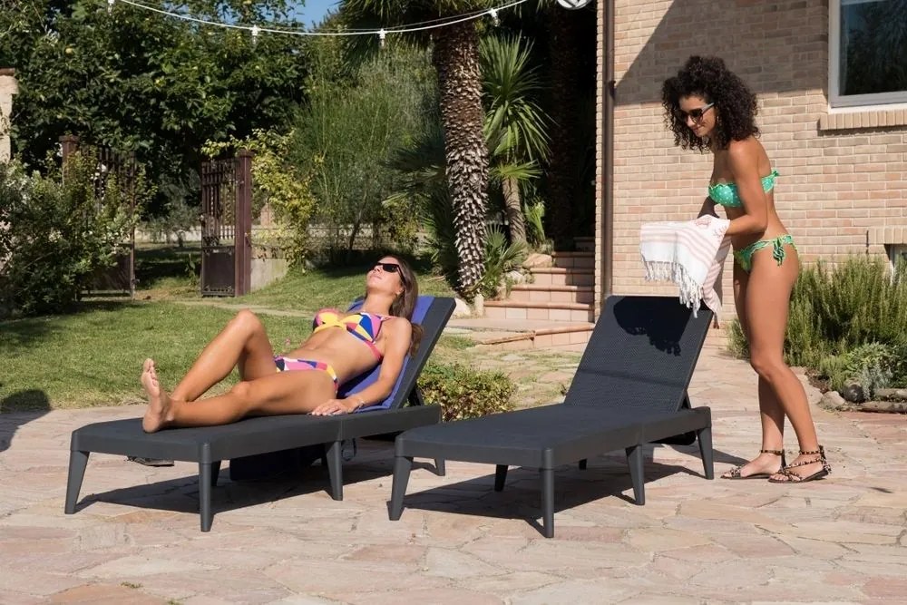 Plastové záhradné lehátko SIROLO, grafitová farba