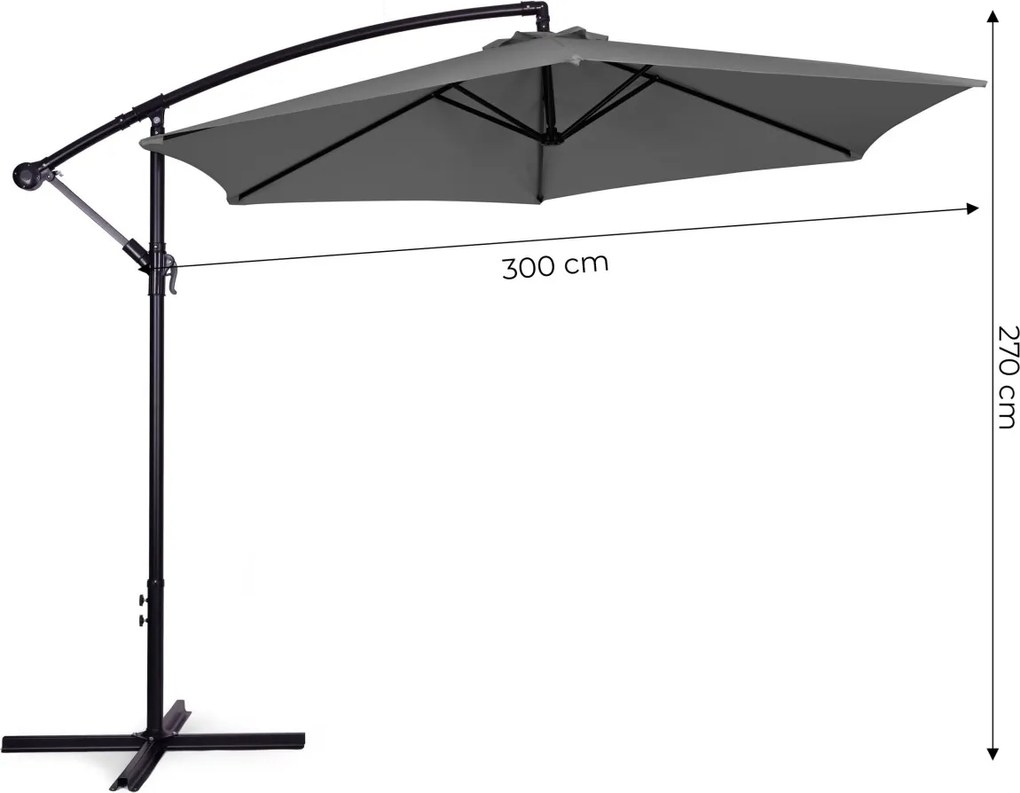 Záhradný slnečník PADDLES s bočnou nohou 300 cm sivý