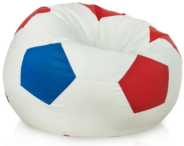 Sedací vak Futbal červený / modrý, ekokoža