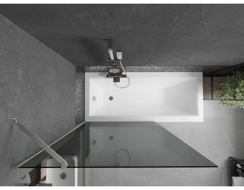 Mexen Next, 1-krídlová vaňová zástena 100 x 150 cm, 6mm šedé sklo, oceľová, 895-100-000-00-40-97