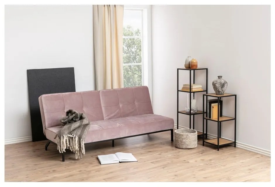 Knižnica v dekore duba v čierno-prírodnej farbe 37x83 cm Seaford – Actona