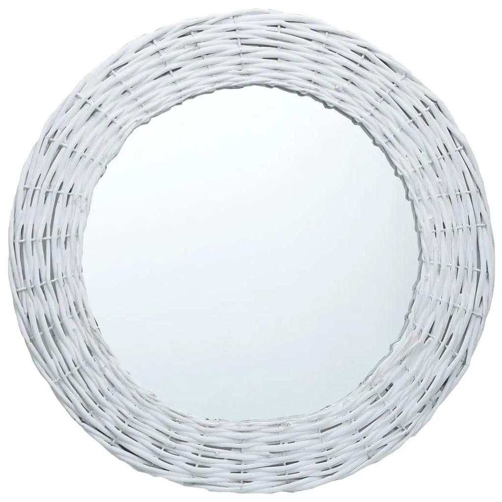 vidaXL Zrkadlo, biele 70 cm, prútie