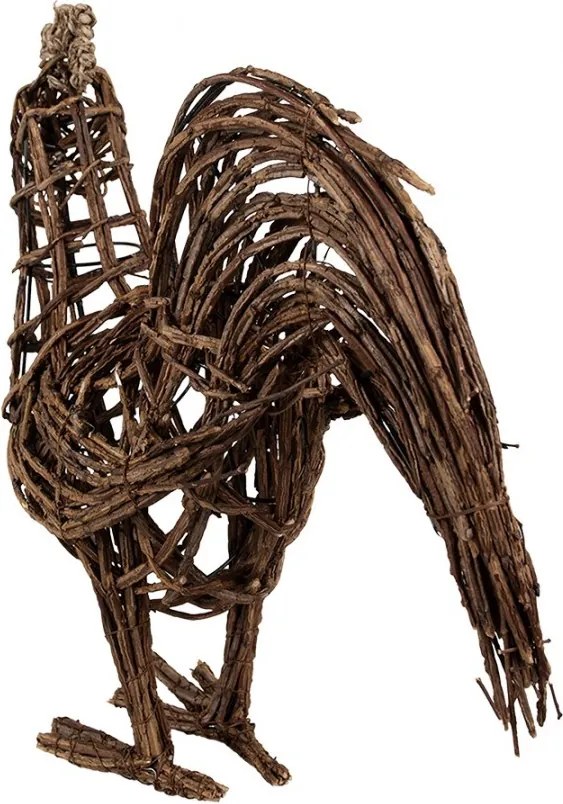 Hnedá prútená dekorácia kohút - 34*15*39 cm
