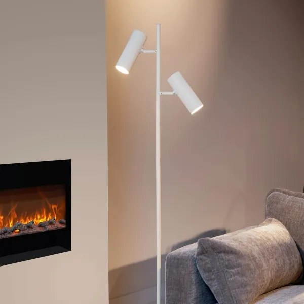 Lucide 09739/02/31 - Stojacia lampa CLUBS 2xGU10/40W/230V biela