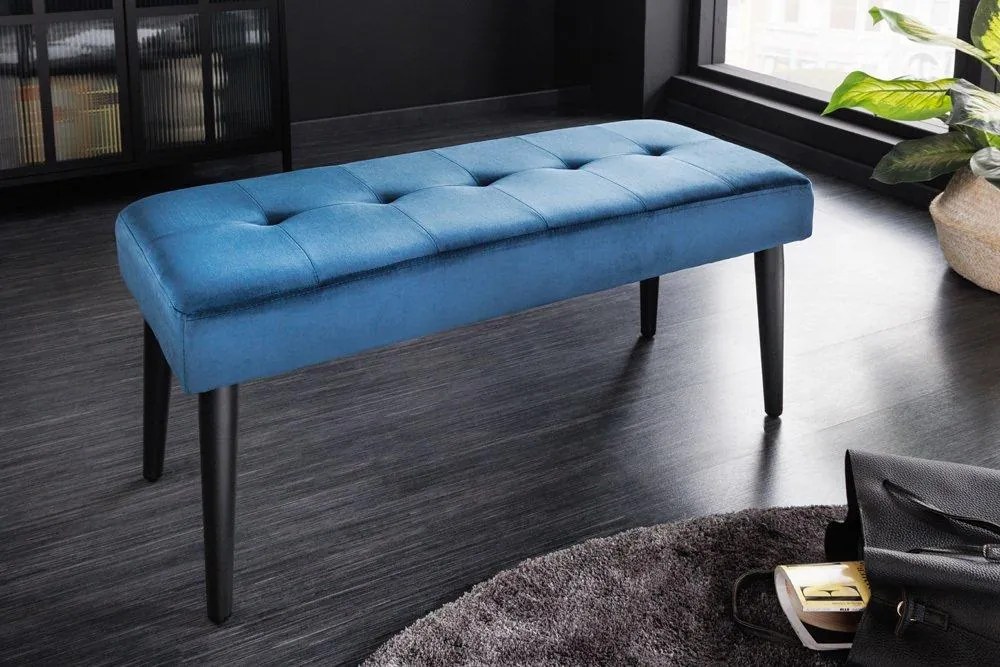 Elegantná lavica BOUTIQUE 95 cm, modrá, zamat