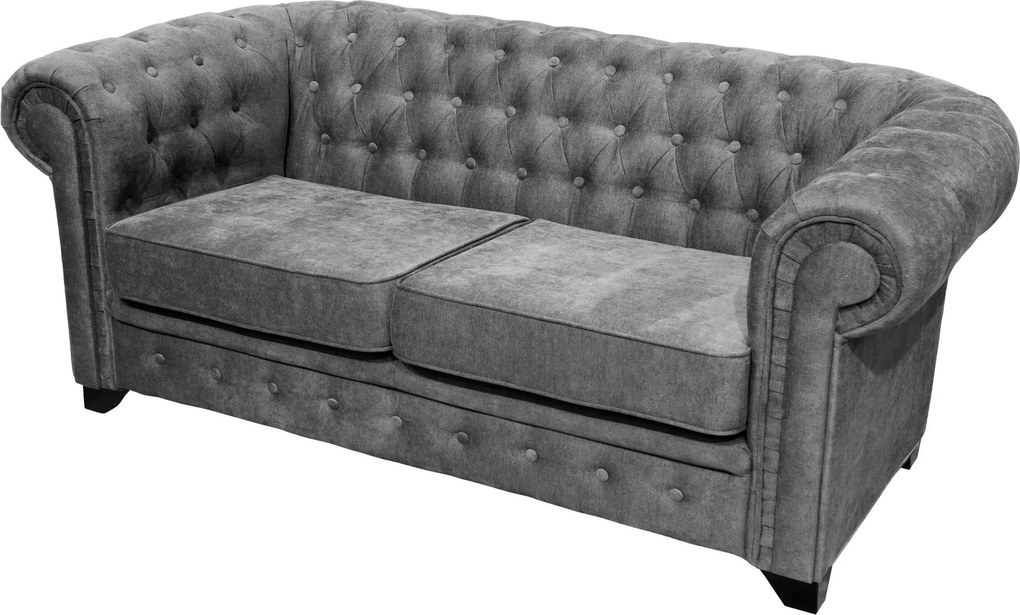 XXXLutz SEDAČKA CHESTERFIELD, drevo, textil, kompozitné drevo, sivá MID.YOU - Sedačky - 000694009803