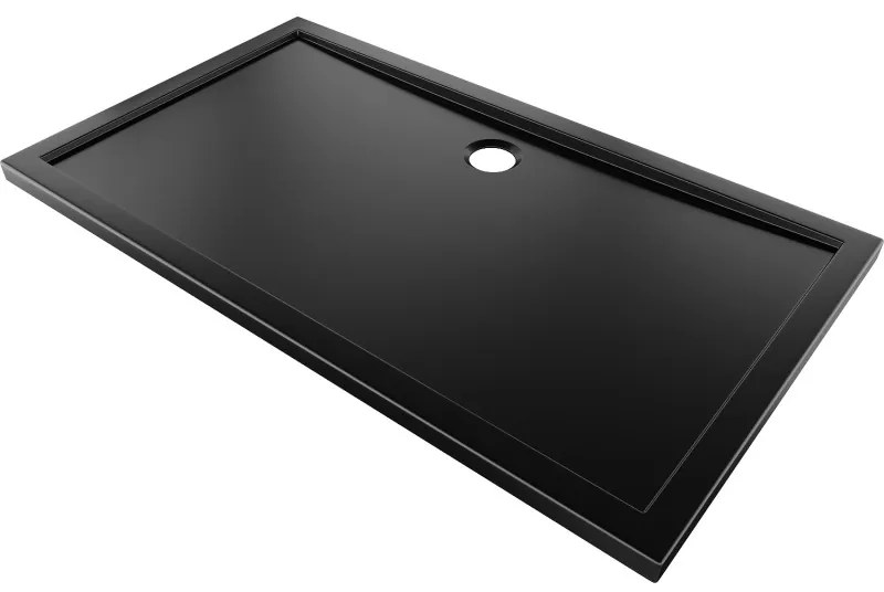 Mexen Flow, obdĺžniková sprchová vanička, slim, 80 x 140 cm, čierna matná, 46R708014