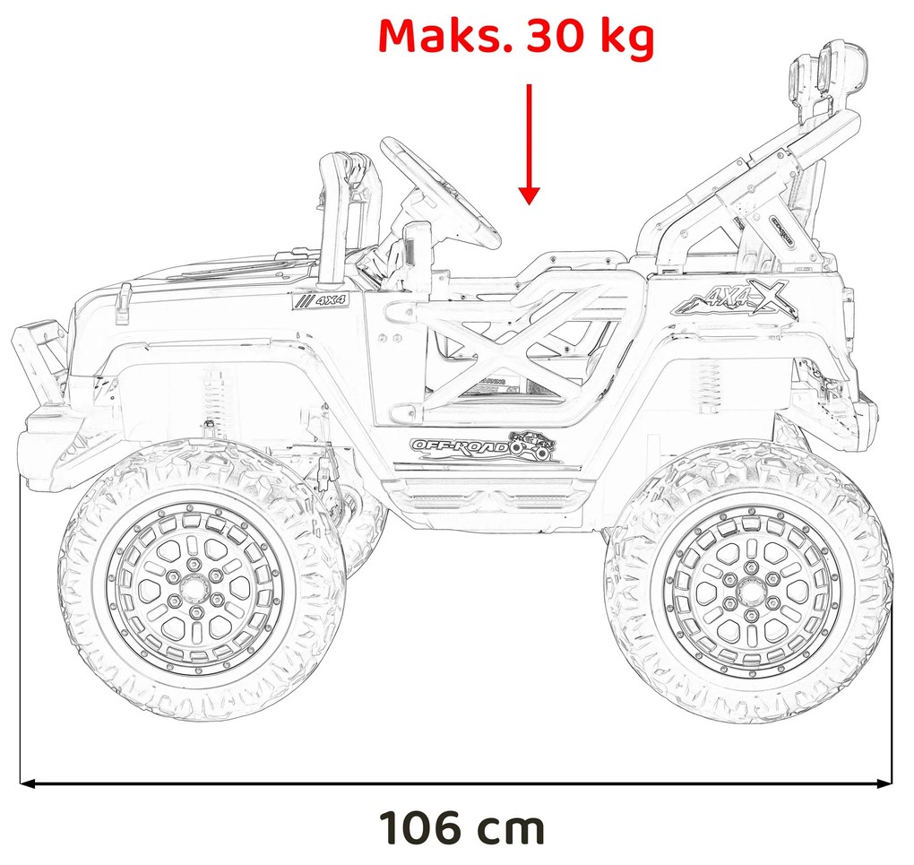 RAMIZ Elektrická autíčko OFF ROAD Speed - biele - 4x35W- BATÉRIA - 2x12V7Ah - 2024
