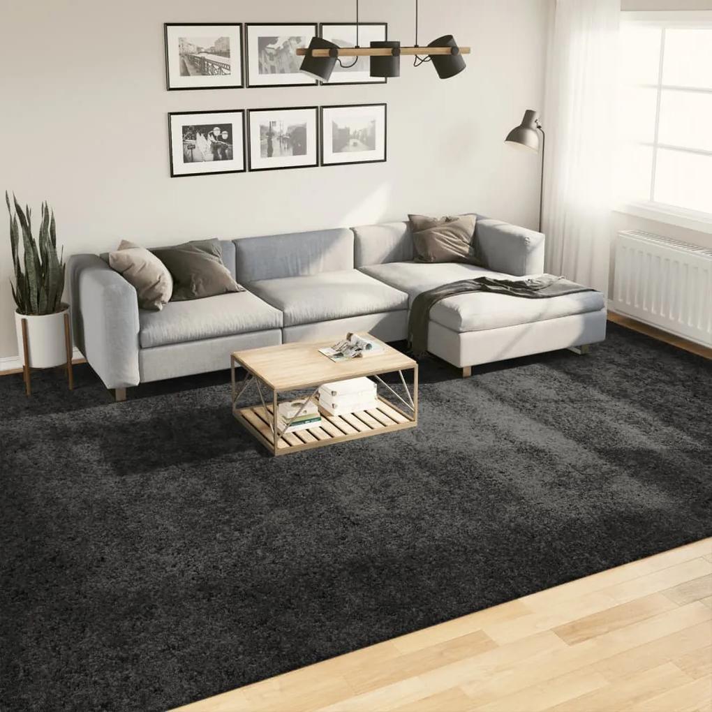 Chlpatý koberec s vysokým vlasom moderný antracitový 300x400 cm 375198