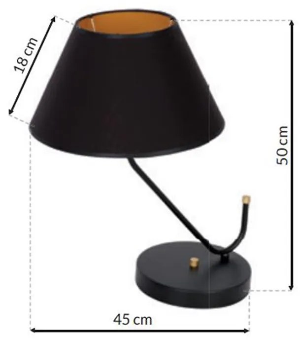 Stolná lampa Victoria, 1x čierne textilné tienidlo, b/g