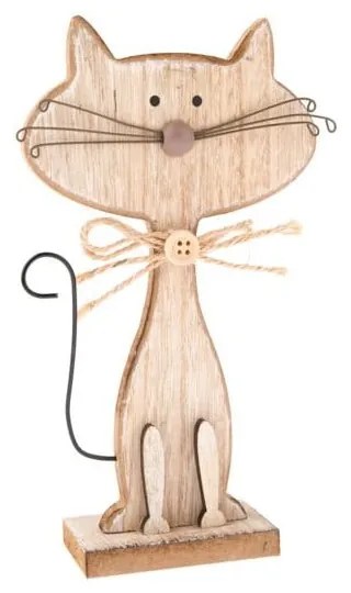 Drevená dekorácia v tvare mačky Dakls Cats, výška 18 cm