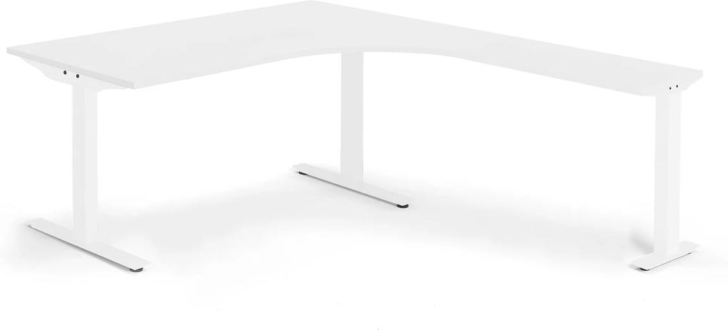Modulus ergonomický stôl, T-stojan, 1600x2000 mm, biely rám, biela