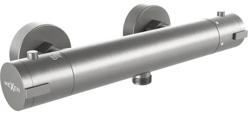 Mexen KAI, termostatická sprchová batéria so spodným 1/2" pripojením sprchy, grafitová matná, 77100-66