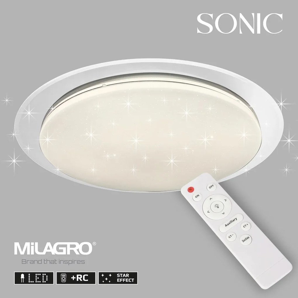 Stropné LED svietidlo Sonic, 1x LED 100w, 3000-6000k, w, (fi 85cm), s ovládačom