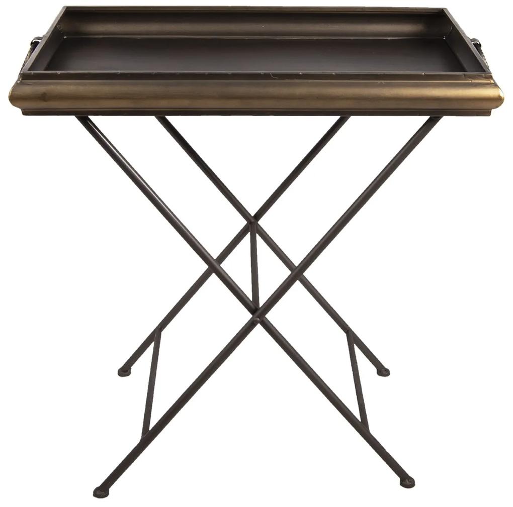 Zlato hnedý kovový odkladací stolík Rodys - 66 * 40 * 61 cm