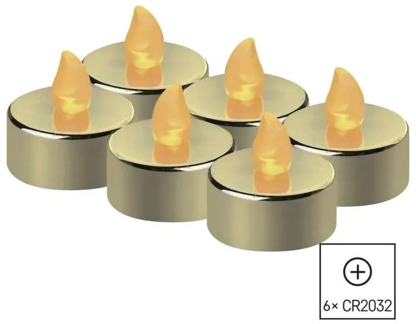 LED sviečky (6 ks) zlaté