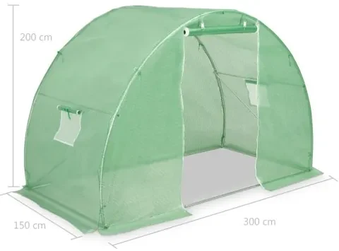 vidaXL Skleník s oceľovými základmi 4,5 m² 300x150x200 cm-