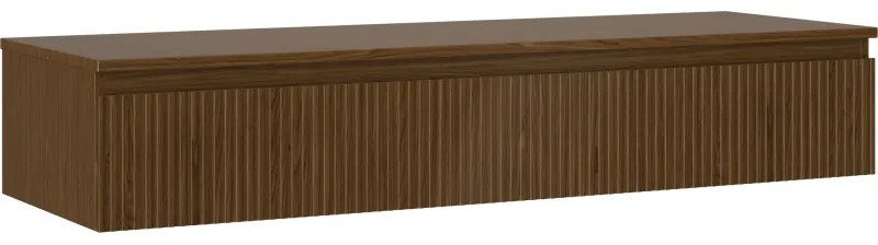 Mexen Rivel, kúpeľňová skrinka pod umývadlo 140 cm s hornou časťou, 1 zásuvka, drážkovaná, orech, 91A20-14023-1-BFC86