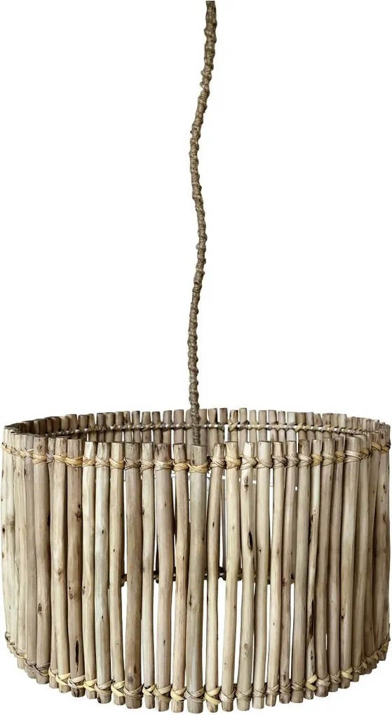 Prírodné antik závesné svetlo s ratanovým tienidlom Lamp rattan - Ø 50*54cm/ E27/ 40W