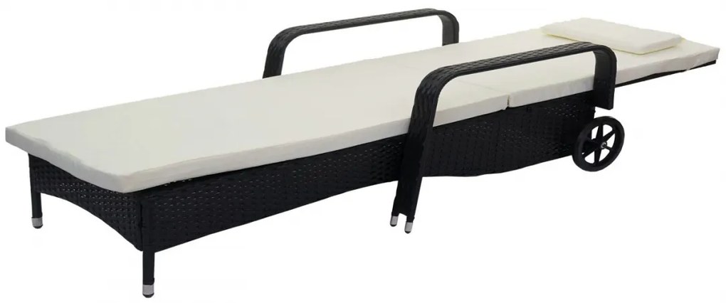 Lehátko Carrara, polyratan / hliník - antracit, béžový vankúš