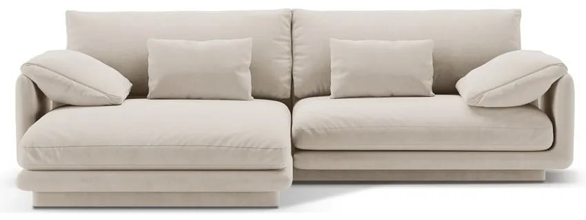 Biela zamatová rohová pohovka (ľavý roh/s leňoškou) Torino – Micadoni