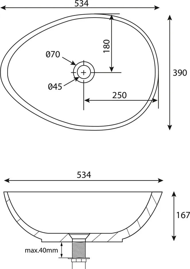 Tmavosivé betónové umývadlo 53x39 cm Punc – Sapho