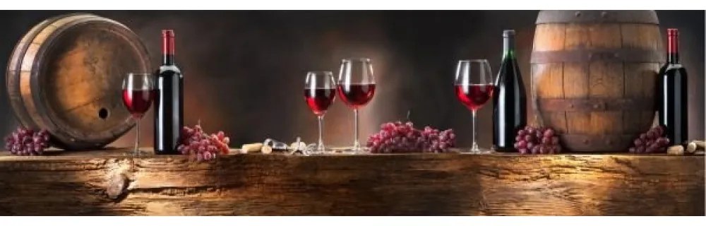 Obraz na plátne Panoráma Wood &amp; Wine Red, 158x46cm