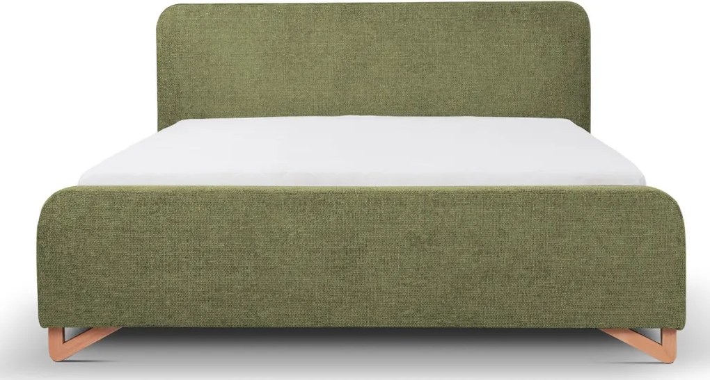 Posteľ Flamingo 180x200 cm, olivovo zelená štruktúrovaná tkanina