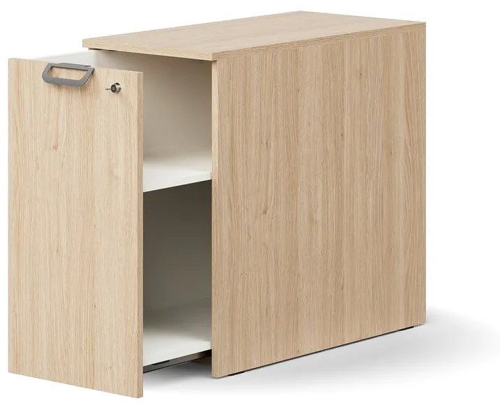 Uzamykateľná bočná skrinka QBUS, ľavá, 740x400x800 mm, dub