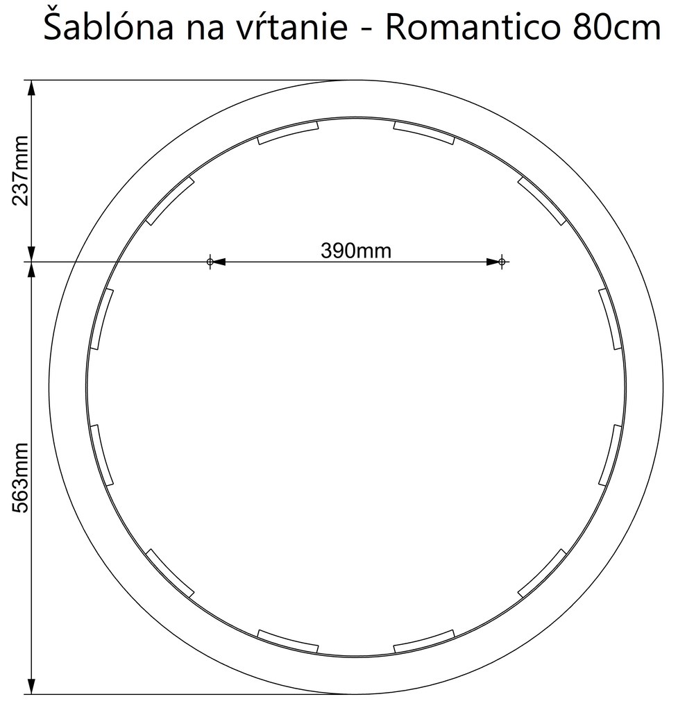 LED zrkadlo okrúhle Romantico ⌀80cm teplá biela - diaľkový ovládač Farba diaľkového ovládača: Biela