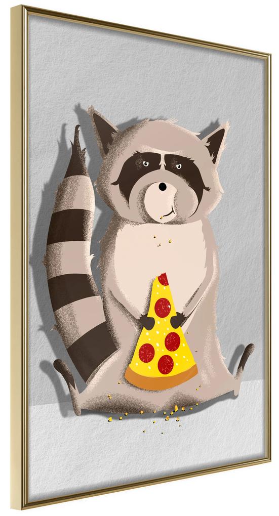 Artgeist Plagát - Gourmand Raccoon [Poster] Veľkosť: 20x30, Verzia: Zlatý rám s passe-partout