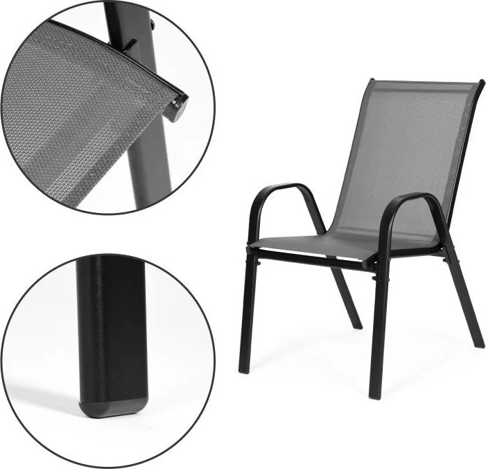 Záhradné stoličky na terasu - sada 4 ks sivá